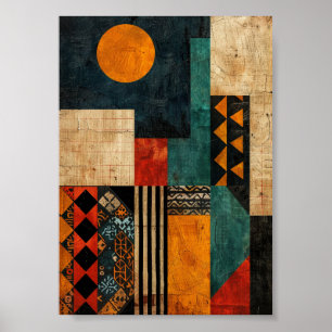 Berber Tribal Graphics: Geometrische aardetinten Poster