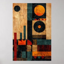 Berber Tribal Graphics: Geometrische aardetinten Poster