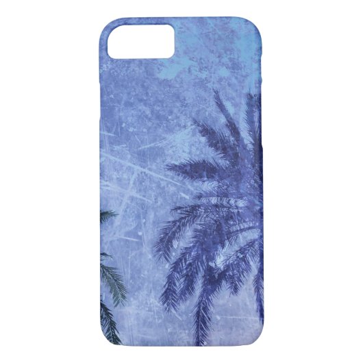 Bercelona Blue Palm-boom Grunge Digital Art Design Case-Mate iPhone Case (Achterkant)