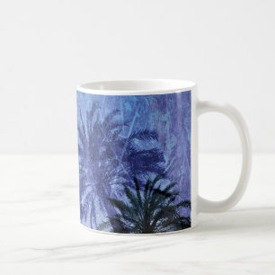 Bercelona Blue Palm-boom Grunge Digital Art Design Koffiemok