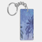 Bercelona Blue Palm-boom Grunge Digital Art Design Sleutelhanger (Voorkant Links)