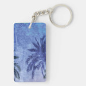 Bercelona Blue Palm-boom Grunge Digital Art Design Sleutelhanger (achterkant)