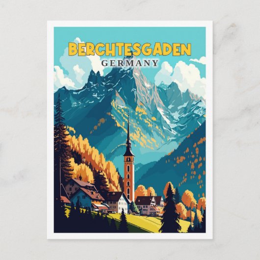 Berchtesgaden Duitsland vintage reisillustratie Briefkaart (Voorkant)
