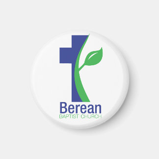Berean Baptist Kerk ronde magneten (wit)