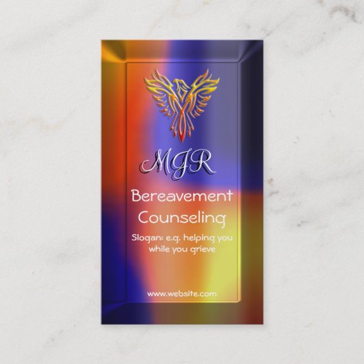Bereavement Counselor with Monogram, Phoenix logo Visitekaartje (Voorkant)