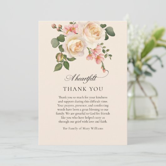 Bereavement Floral Christian Funeral Thank You Bedankkaart (Staand voorkant)