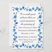 Bereavement Funeral Notification of Passing Card Feestdagenkaart (Voorkant)