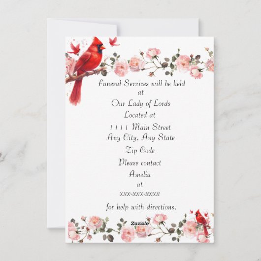 Bereavement Funeral Notification of Passing Card Feestdagenkaart (Achterkant)