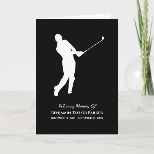 Bereavement Sympathia Funeral Memorial Golf Player Bedankkaart (Voorkant)