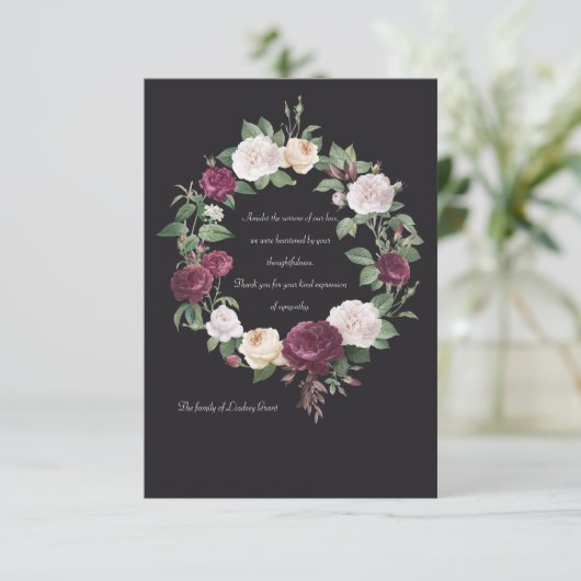 Bereavement Wreath-dank Kaart (Staand voorkant)