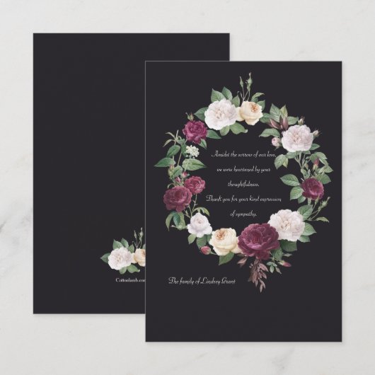 Bereavement Wreath-dank Kaart (Voorkant / Achterkant)