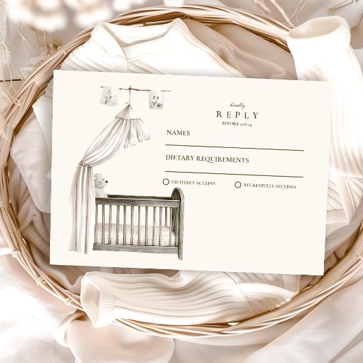 Bereid het Nest Baby shower voor RSVP Kaartje