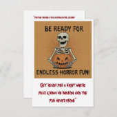 "Bereid je voor op eindeloos horrorplezier" (Voorkant / Achterkant)