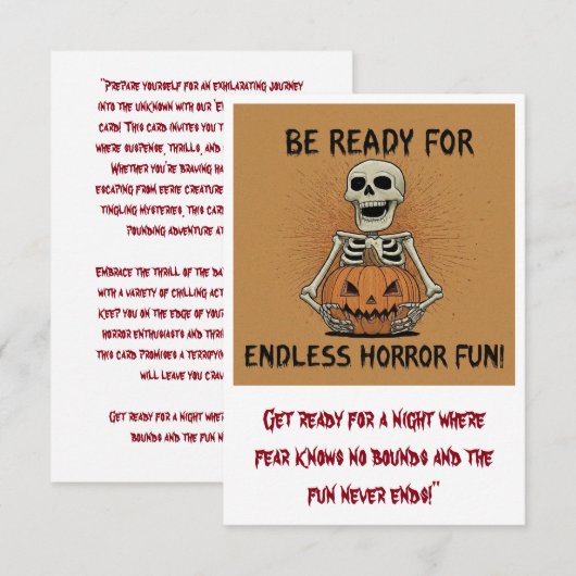 "Bereid je voor op eindeloos horrorplezier" (Voorkant / Achterkant)