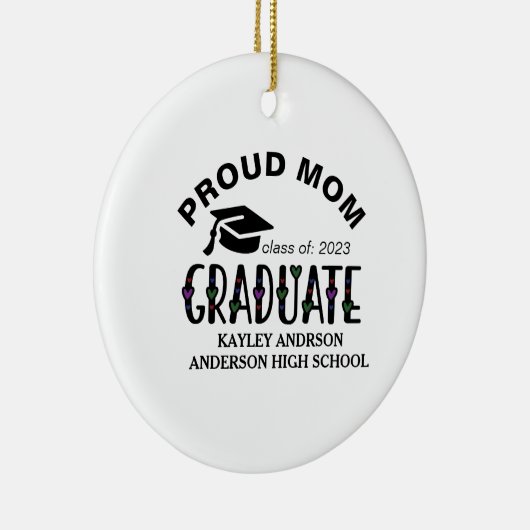 Bereide mam, jaar met aangepaste Afstuderen naam Keramisch Ornament (Rechts)