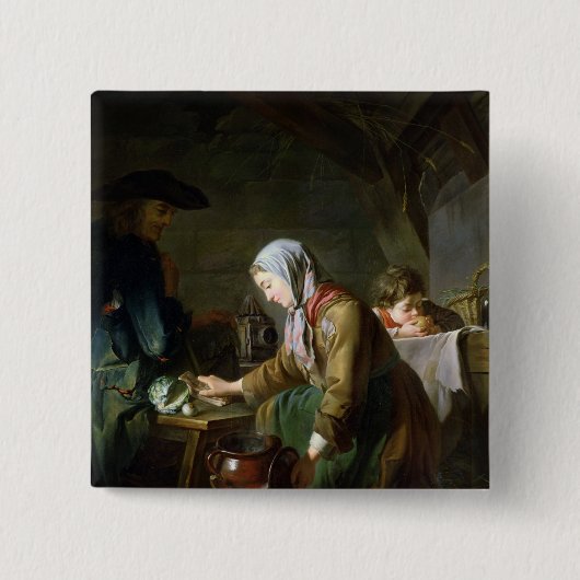 Bereiding van een maaltijd vierkante button 5,1 cm (Voorkant)