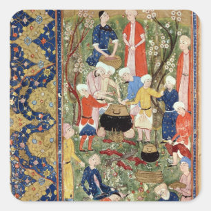 Bereiding van een maaltijd vierkante sticker