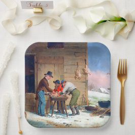 Bereiding van Turkije Kerstmis Francis Edmonds 185 Papieren Bordje