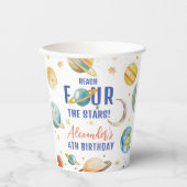 Bereik de vier sterren jongen Galaxy 4th verjaarda Papieren Bekers (Voorkant)