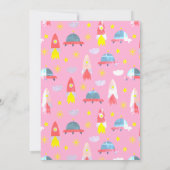 Bereik de vier sterren roze Space Girl verjaardag Kaart (Achterkant)