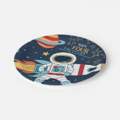 Bereik de vier sterren ruimte 4e verjaardag papieren bordje (Gekanteld)