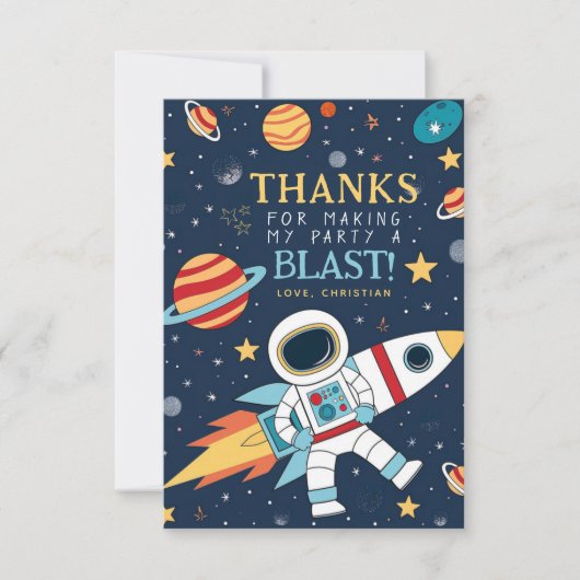 Bereik de Vier Sterren Ruimte Verjaardag Dank u Bedankkaart (Voorkant)