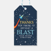 Bereik de vier sterren ruimte verjaardag dank u cadeaulabel (Achterkant)