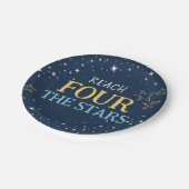 Bereik de vier sterren ruimte verjaardag papieren bordje (Gekanteld)