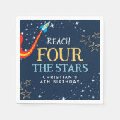 Bereik de vier sterren ruimte verjaardag servet (Voorkant)