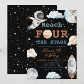 Bereik Four The Stars Boy Black Space 4e verjaarda Kaart (Voorkant / Achterkant)