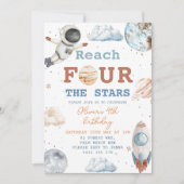 Bereik Four The Stars Boy Space 4e verjaardag Kaart (Voorkant)