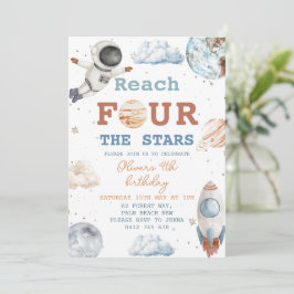 Bereik Four The Stars Boy Space 4e verjaardag Kaart