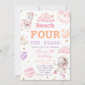 Bereik Four The Stars Girl Space 4e verjaardag Kaart (Voorkant)