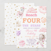 Bereik Four The Stars Girl Space 4e verjaardag Kaart (Voorkant / Achterkant)