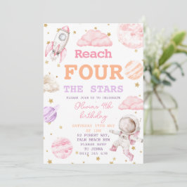 Bereik Four The Stars Girl Space 4e verjaardag Kaart