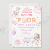 Bereik Four The Stars Girls Space 4e verjaardag Kaart (Voorkant)