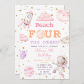 Bereik Four The Stars Girls Space 4e verjaardag Kaart (Voorkant / Achterkant)