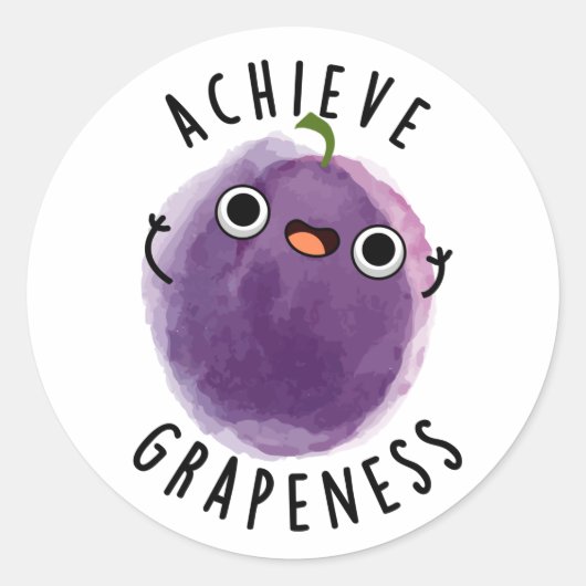 Bereik Grapeness Grapunny Positieve Druivenwoordsp Ronde Sticker (Voorkant)
