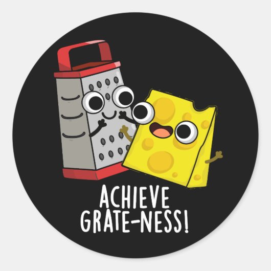 Bereik Grateness Grappige Kaas Puns Donker BG Ronde Sticker (Voorkant)