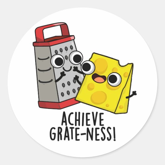 Bereik Grootheid Grappige Kaas Puns Ronde Sticker (Voorkant)