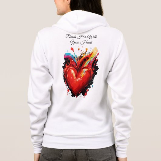 Bereik haar met je hart hoodie (Achterkant)