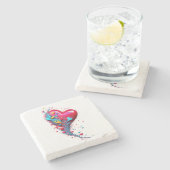 Bereik haar met je hart II Stenen Onderzetter (Zijkant)