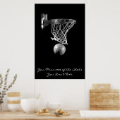 Bereik Motivatie Basketball Black & White Poster (Keuken)