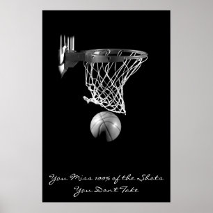 Bereik Motivatie Basketball Black & White Poster
