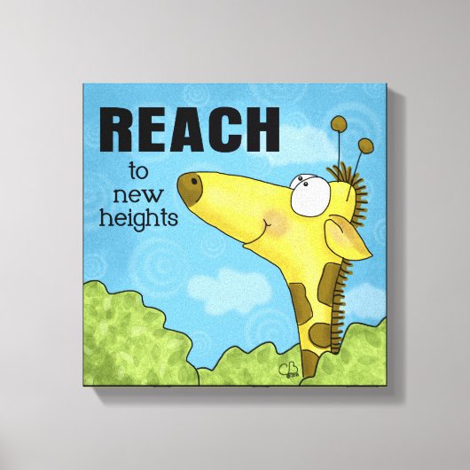 Bereik naar New Heights Giraffe Canvas Afdruk (Voorkant)