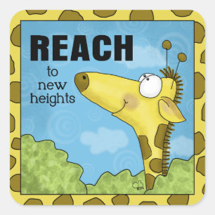 Bereik naar New Heights Giraffe Vierkante Sticker