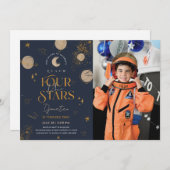 Bereik uit de strars Birthday Photo Invitation Kaart (Voorkant / Achterkant)