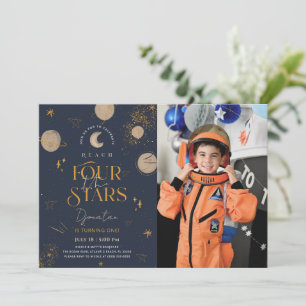 Bereik uit de strars Birthday Photo Invitation Kaart