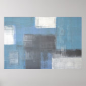 'Bereik uit' grijze en blauwe Abstracte kunst Poster (Voorkant)