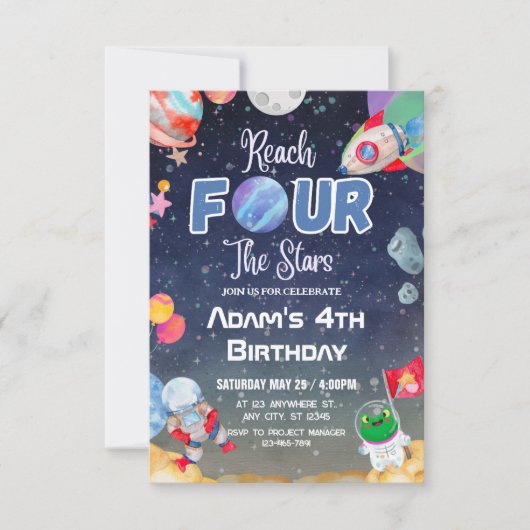 Bereik VIER De Sterren Buitenruimte Vierde Kaart (Voorkant)